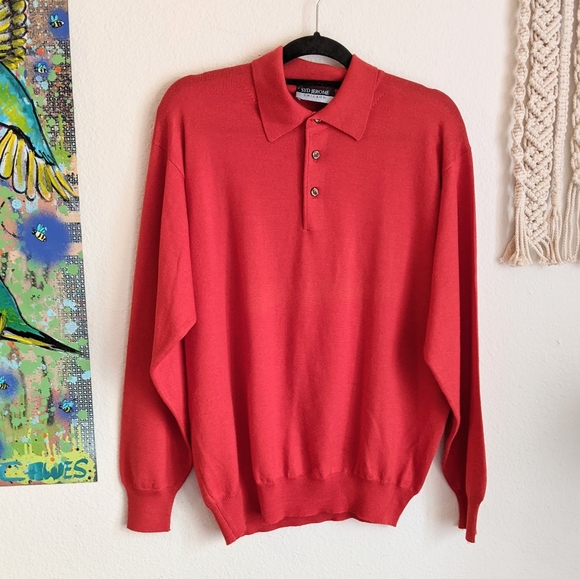 Syd Jerome Other - Syd Jerome Wool Silk Cashmere Collared Sweater Red Orange
